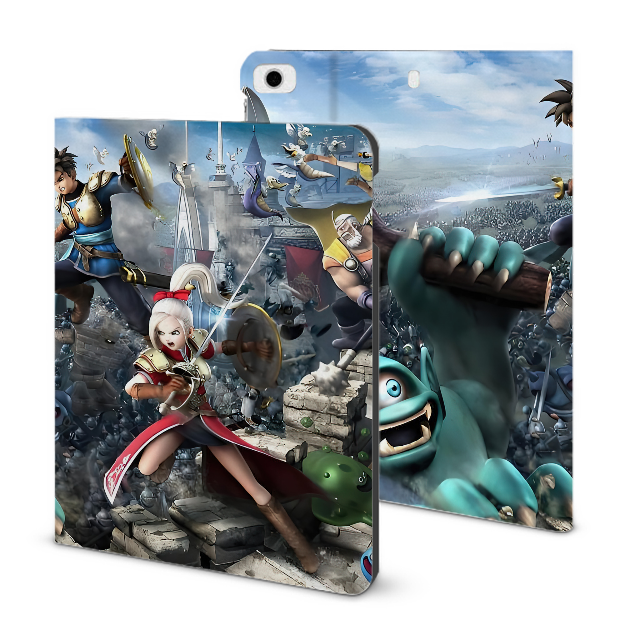 （画像用） ドラゴンクエスト Doragon Kuesuto Dragon Quest IPad ケース ブック型 PUレザー TPU 耐衝撃 軽量 薄型 ペン収納なし 全面保護 IPad 各モデル対応